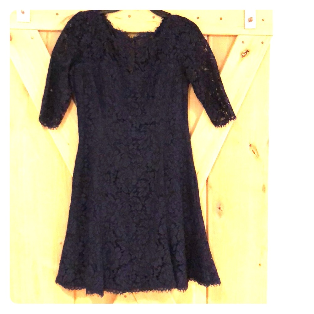 Navy lace cocktail dress 3/4 sleeve